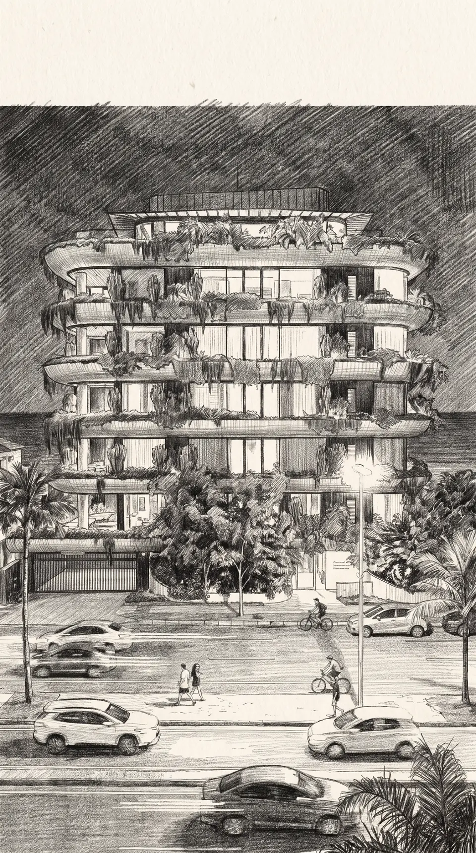 Pencil sketch of the same residence
